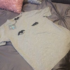 Grey Oversized Tee Winking Face. Size 2